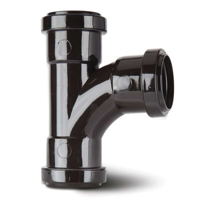 POLYPIPE PUSHFIT SWEPT TEE 40mm x 91.25deg WP22 WP22B BLACK