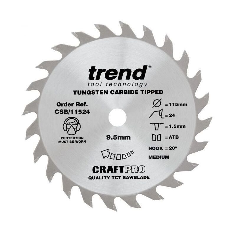 TREND CSB/11524 CRAFT TCT SAW BLADE 24T X 9.5 X 115MM