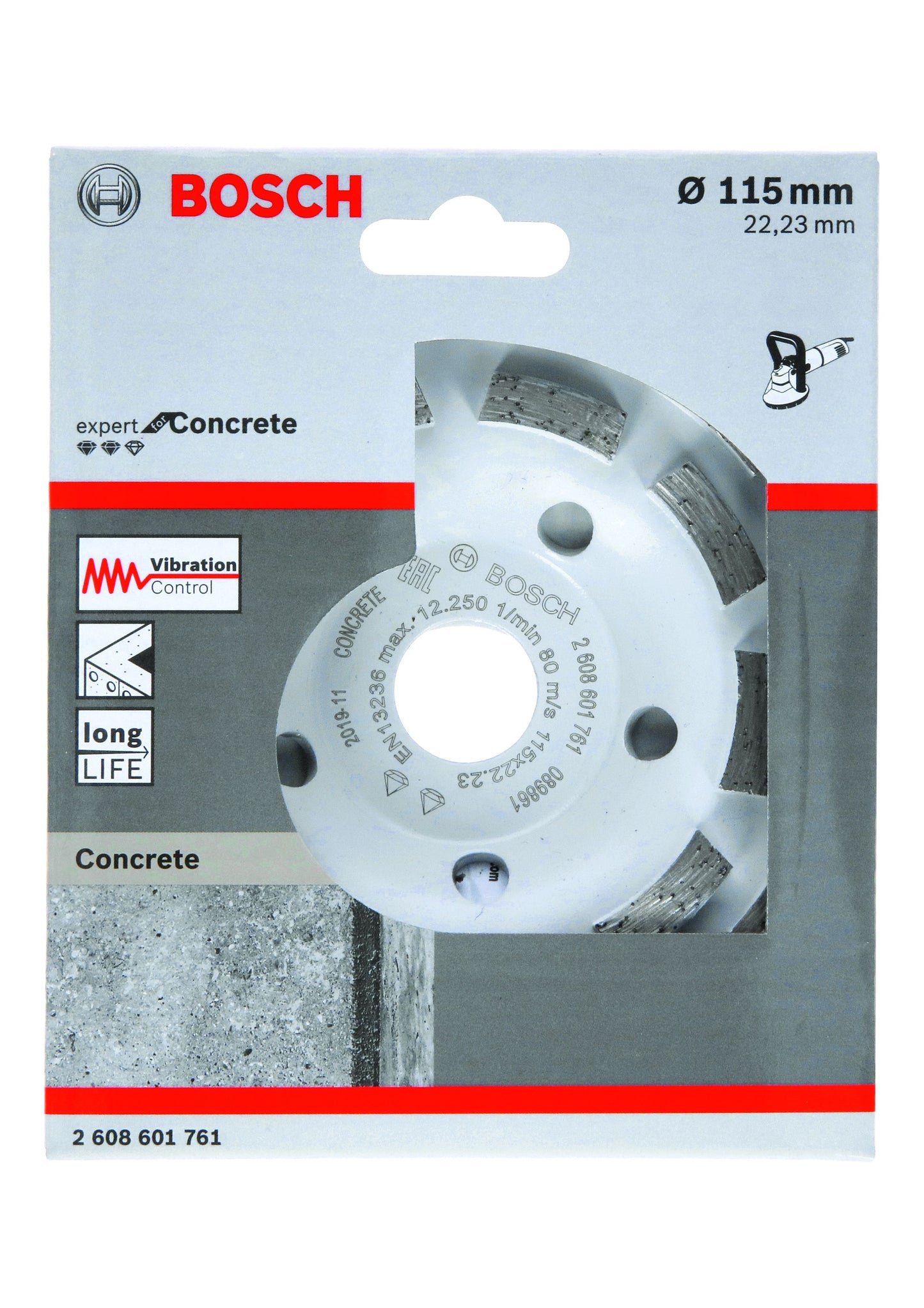 BOSCH 2608601761 DOUBLE ROW DIAMOND GRINDING HEAD EXPERT FOR CONCRETE 5 x 22.23 x 115mm