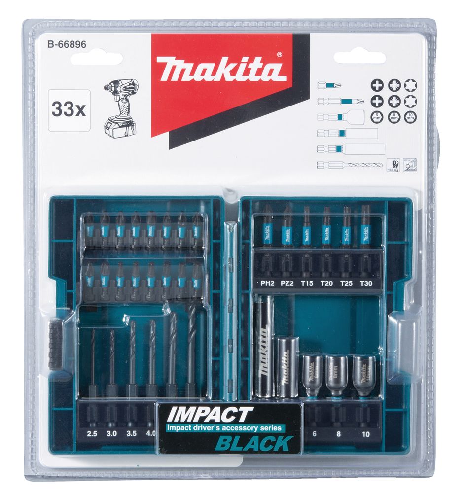 Makita B-66896 33 Piece Impact Black Acc Set
