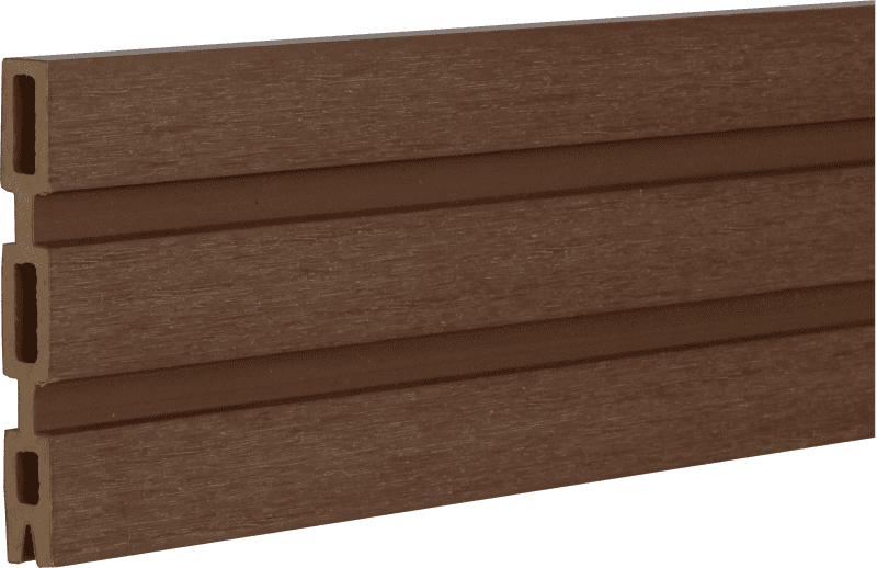 COMPLETE COMPOSITE SLATTED FENCING TOP BOARD 1830 x 135 x 20mm WALNUT CCSFTBW