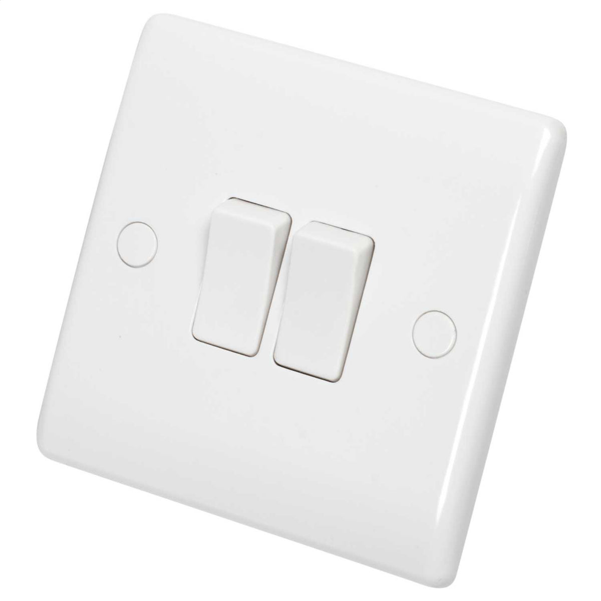 BG Nexus 10A 2 Gang 2 Way Light Switch White