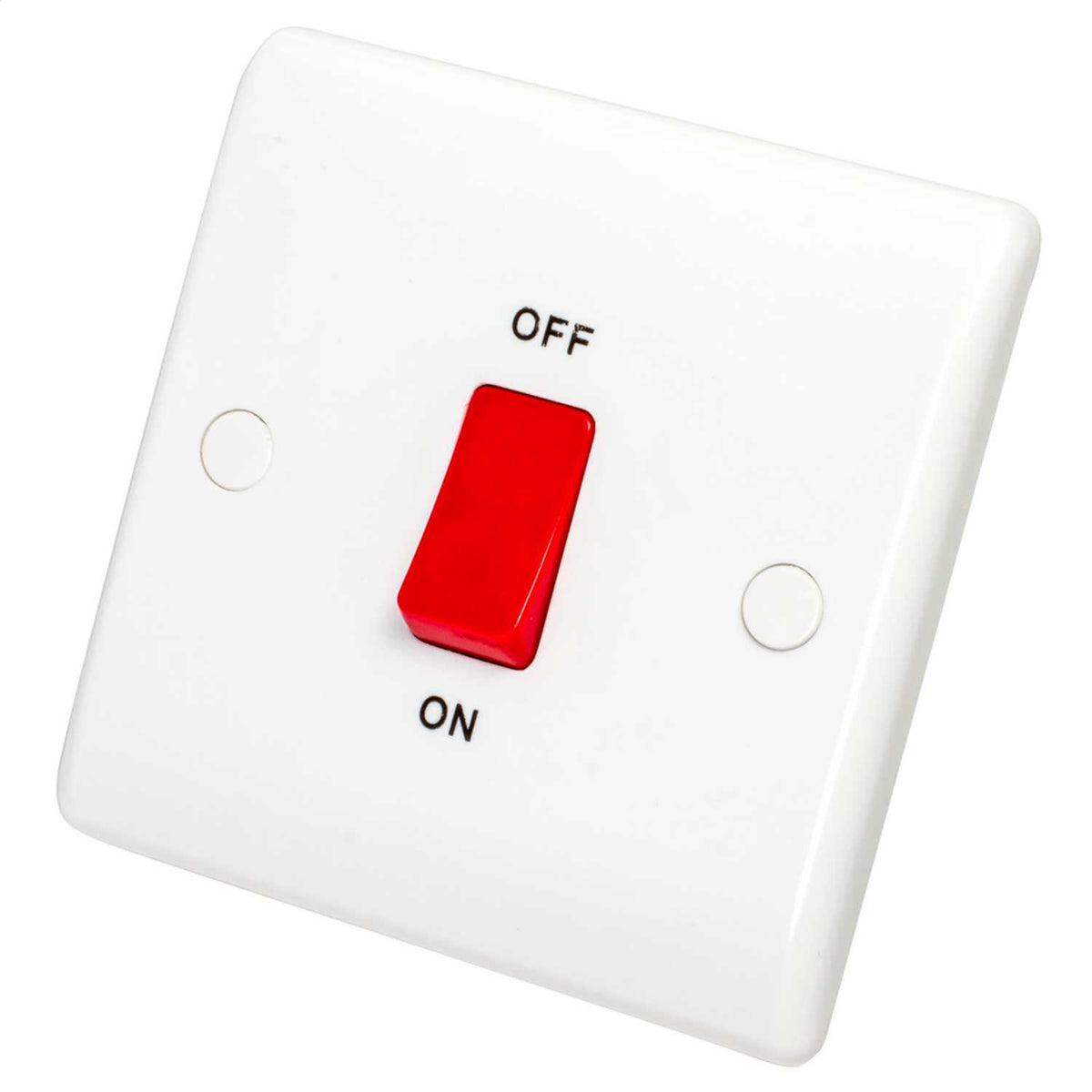 BG 45A DP 1 Gang Switch with Red Rocker White