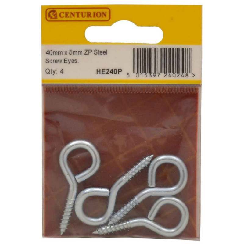 CENTURION HE240P ZINC PLATED 40mm SCREW EYE PACK 4