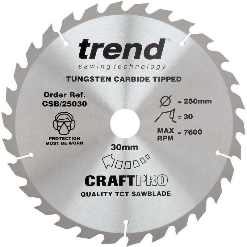 TREND CSB/25030 MEDIUM FINISH TCT CIRCULAR SAW BLADE 250MM X 30T X 30MM