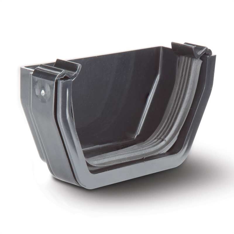 POLYPIPE RAINWATER 112mm SQUARE STOPEND EXTERNAL RS207B BLACK