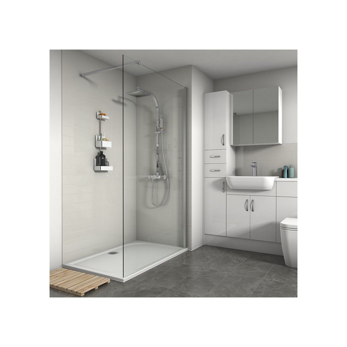 WETWALL SHOWER TILE 3 x 1220 x 2440mm WHITE COMPOSITE COM-GWHITE-VER