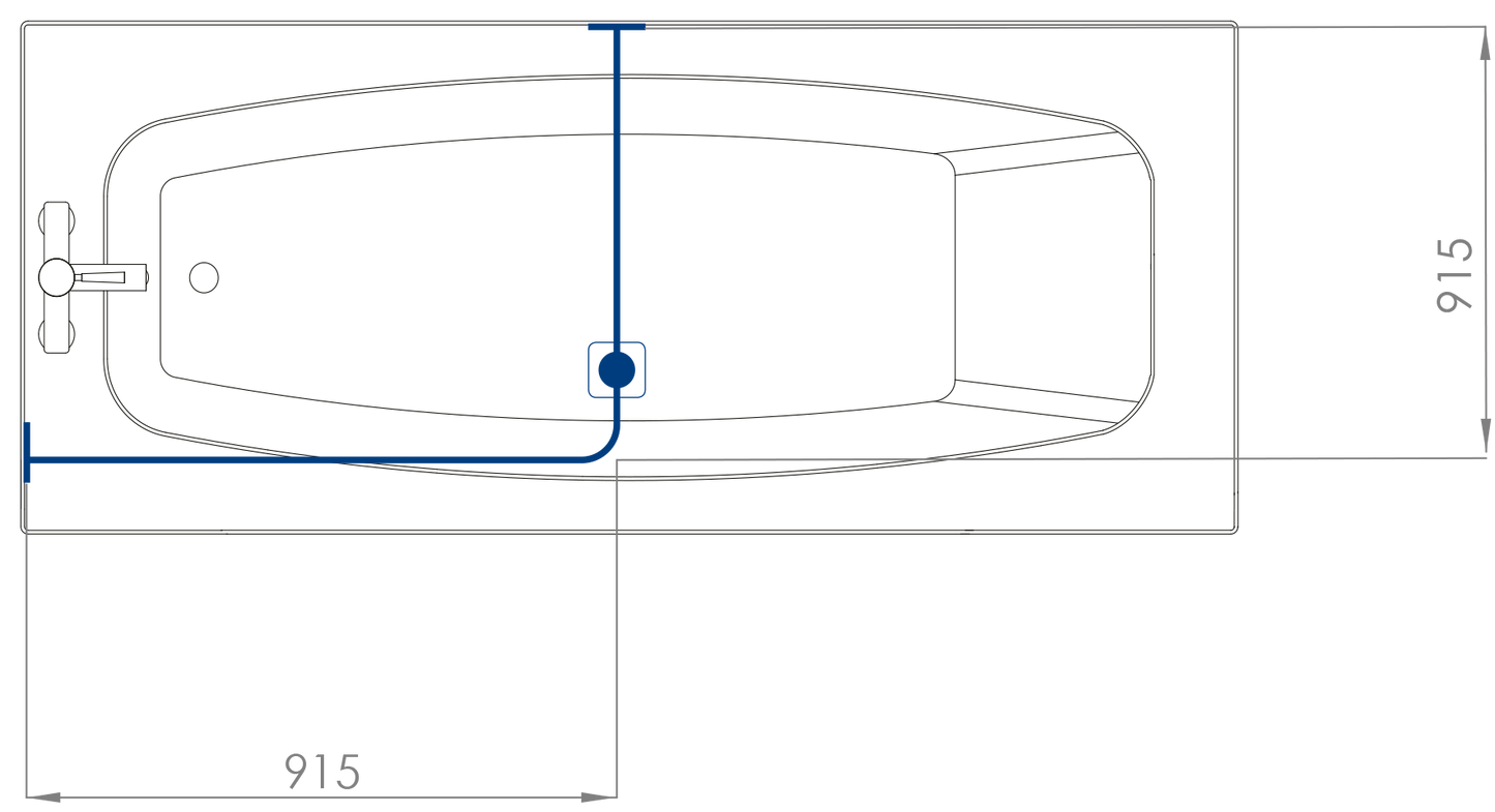 CROYDEX GP85600 ANGLED RAIL 915 x 15mm SILVER