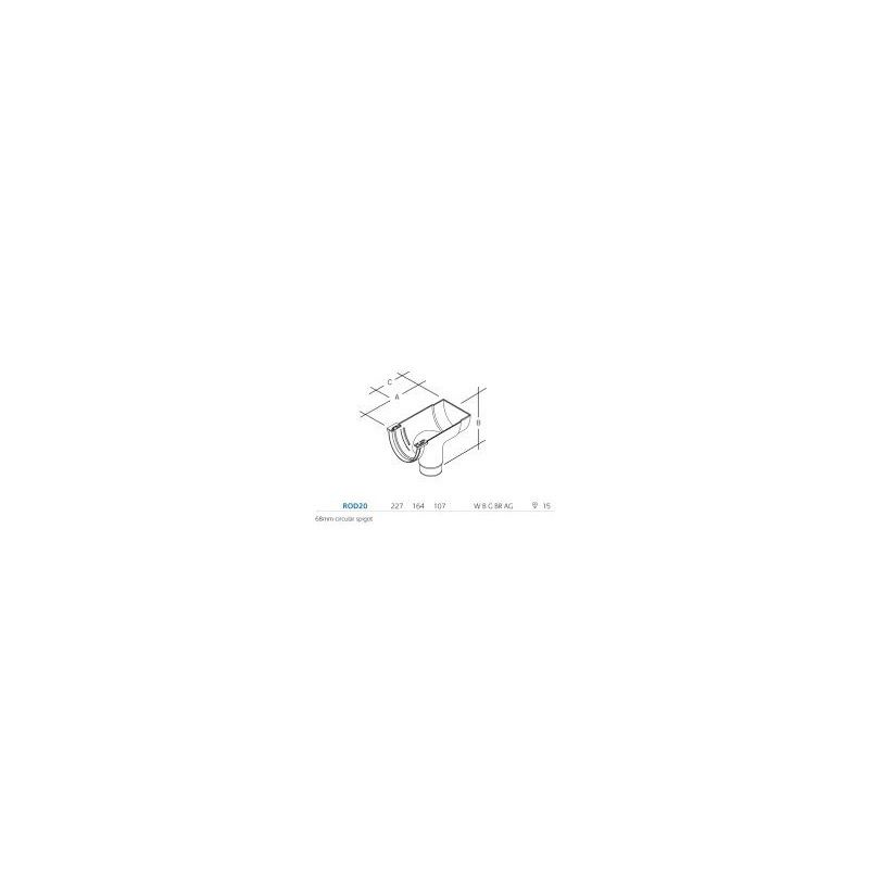 MARLEY DEEPFLOW STOP END OUTLET 110 x 75mm WHITE ROD20W