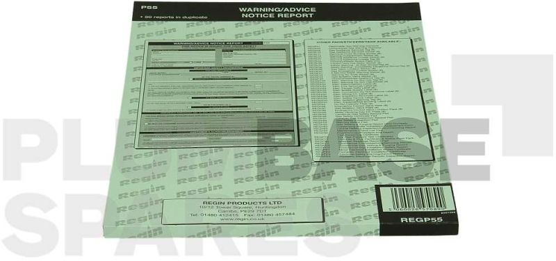REGIN WARNING NOTICE REPORT PAD REGP55