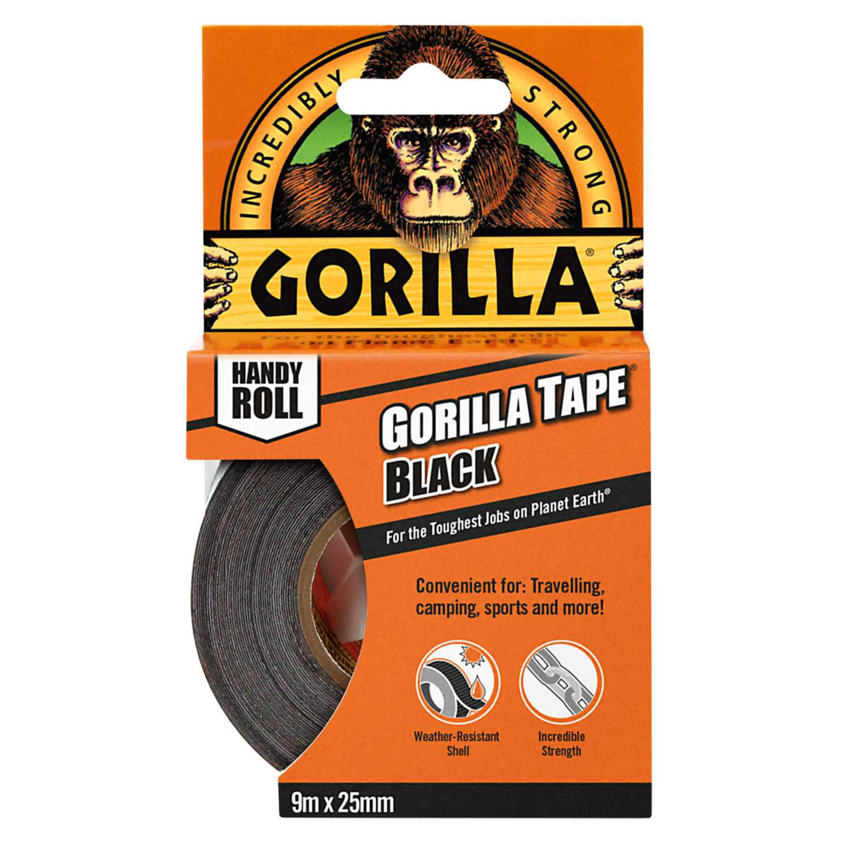 Gorilla Tape Handy Roll Black (9m Roll)
