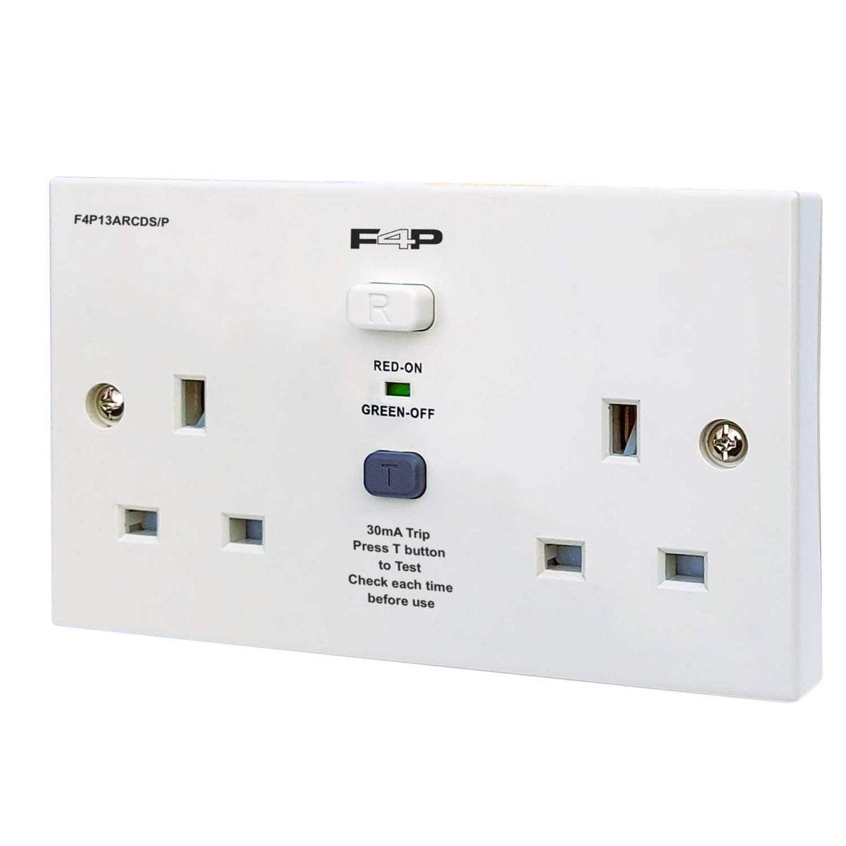 F4P 13A 2 Gang Unswitched Type A RCD Socket