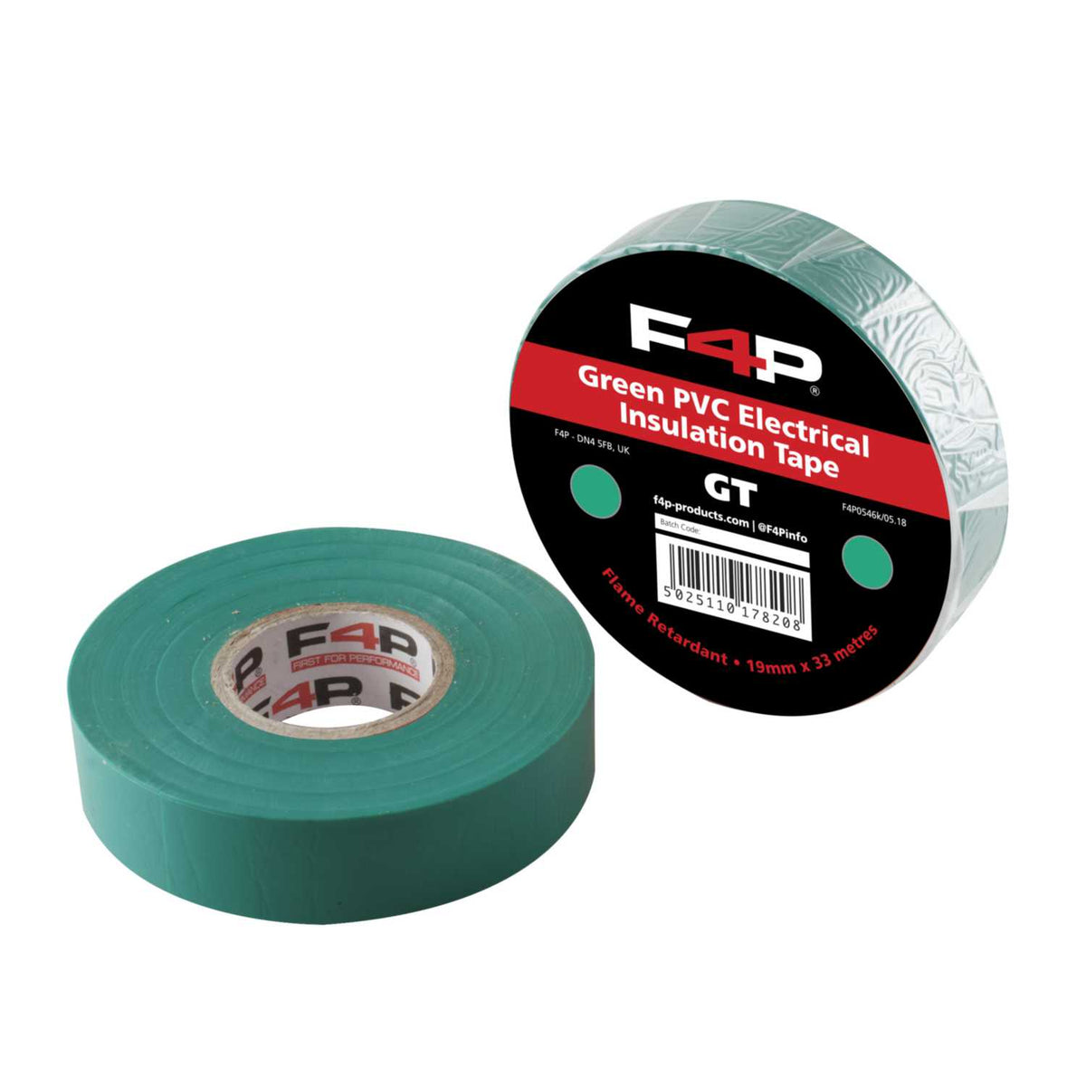 F4P 19mm x 33m PVC Insulation Tape Green