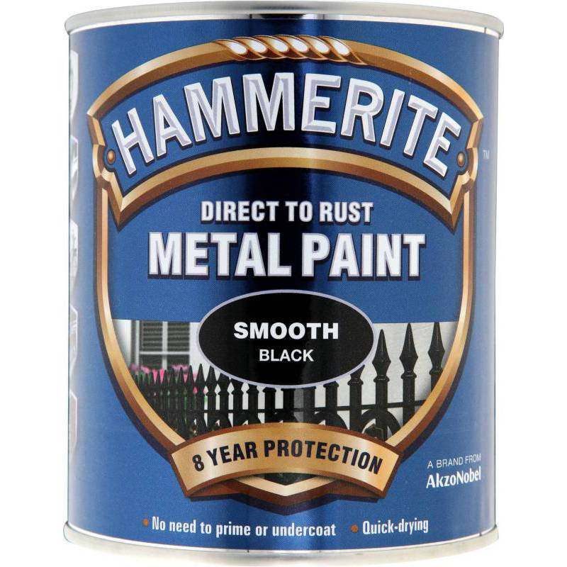HAMMERITE 750ml SMOOTH FINISH DIRECT TO RUST METAL PAINT BLACK 5092966