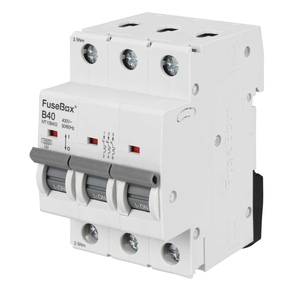 Fusebox 40A Triple Pole 10kA B Curve MCB