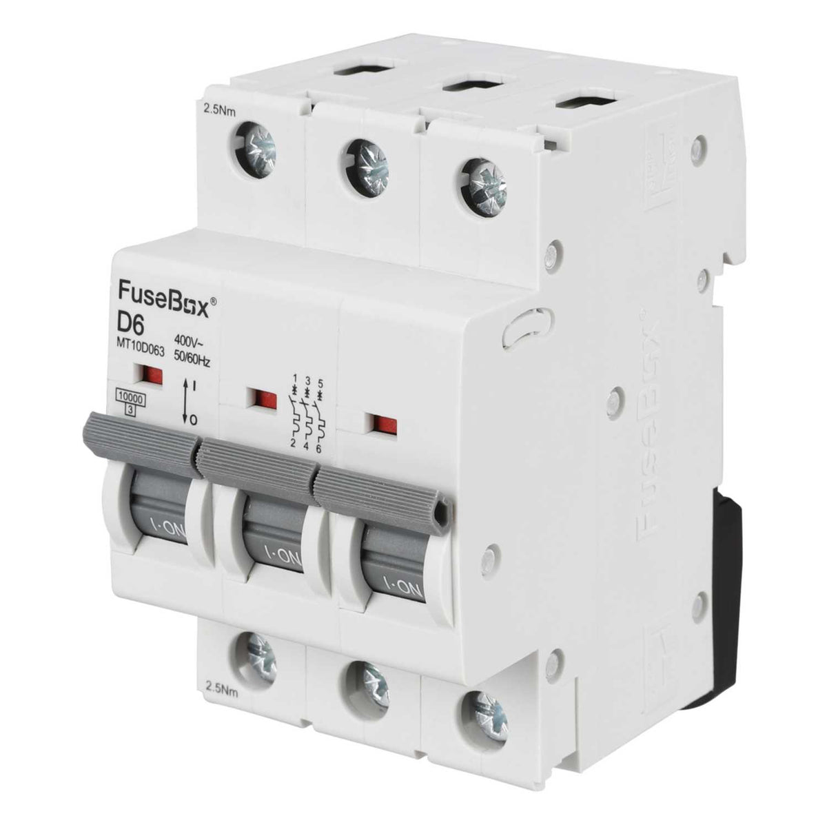 Fusebox 6A Triple Pole 10kA D Curve MCB