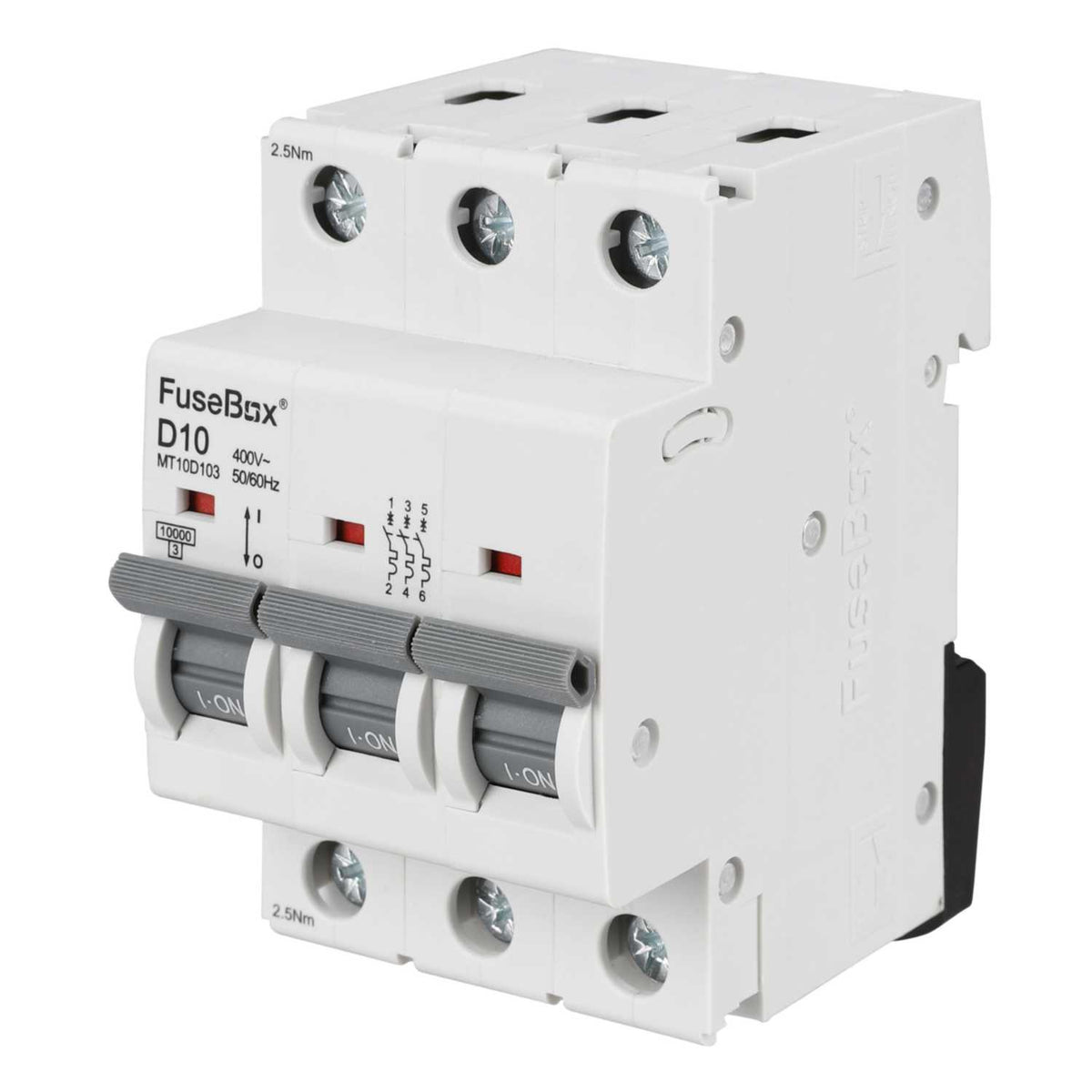 Fusebox 10A Triple Pole 10kA D Curve MCB