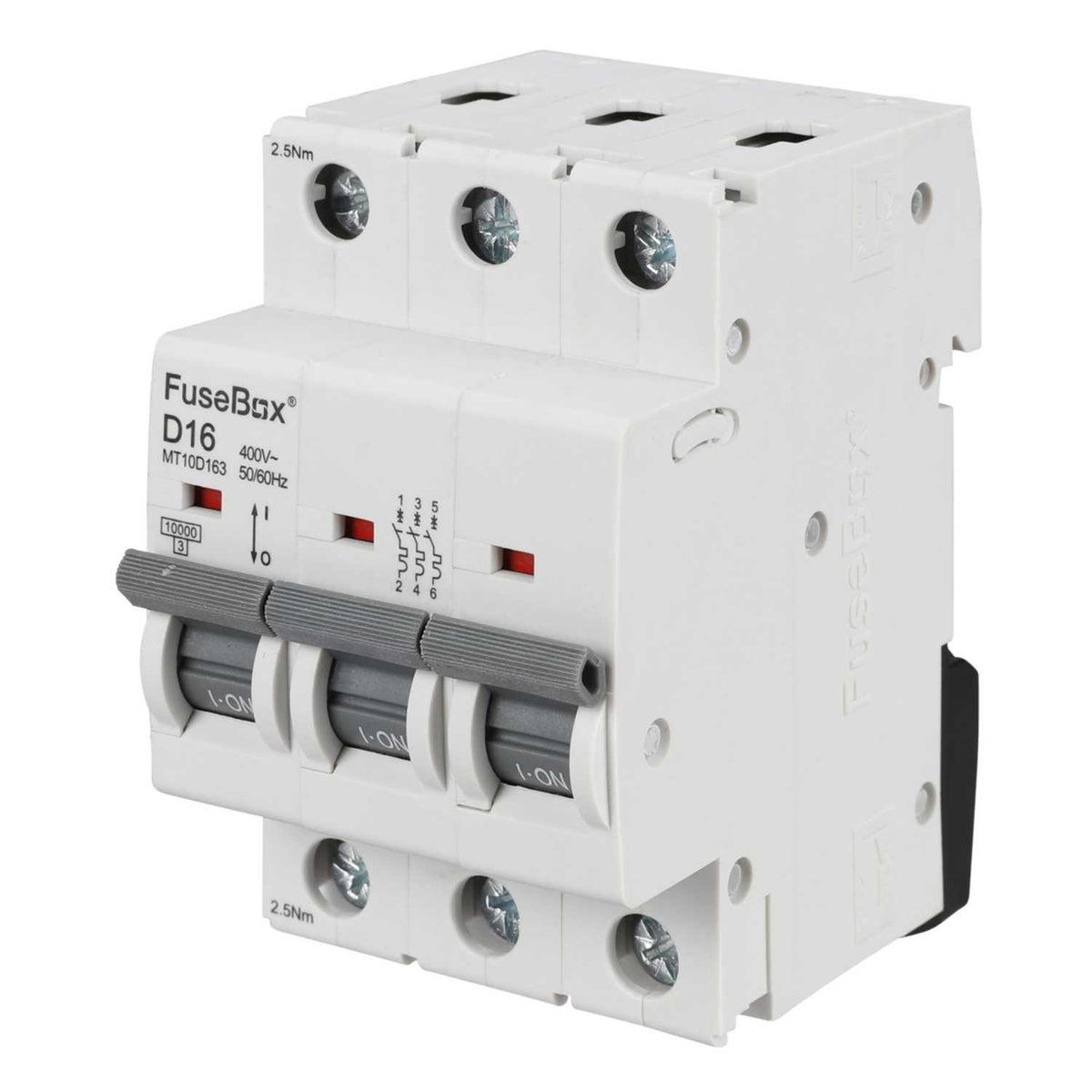 Fusebox 16A Triple Pole 10kA D Curve MCB
