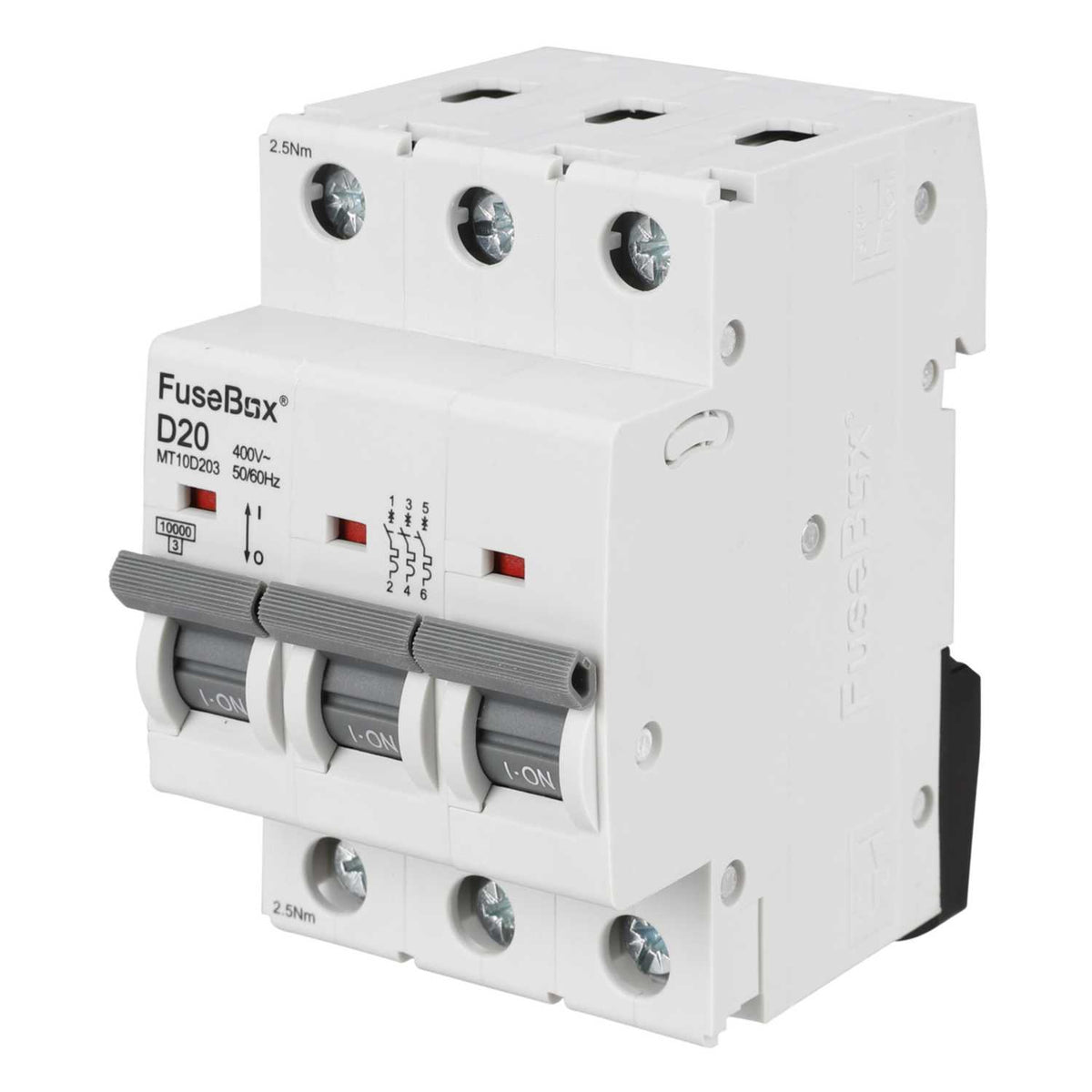 Fusebox 20A Triple Pole 10kA D Curve MCB