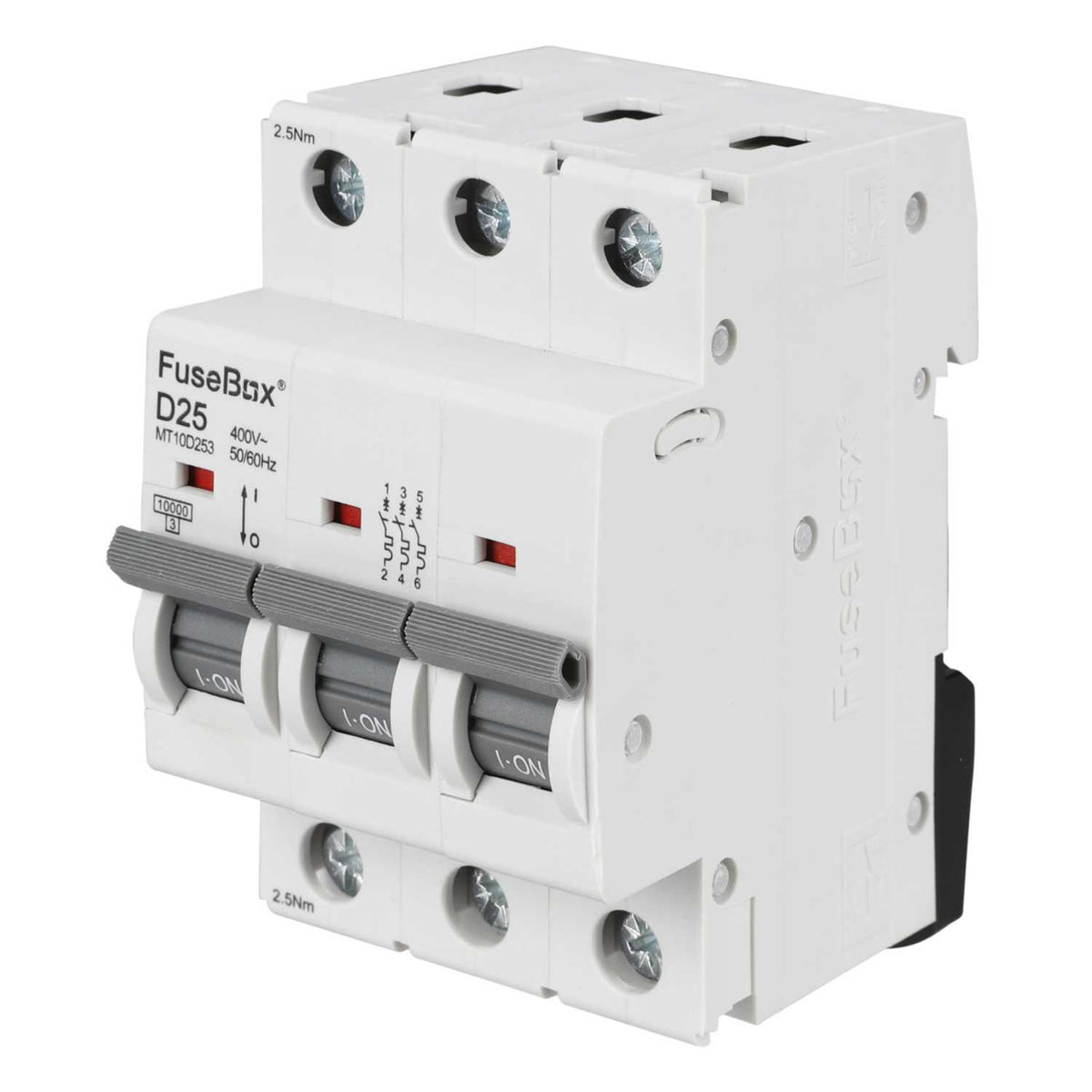 Fusebox 25A Triple Pole 10kA D Curve MCB