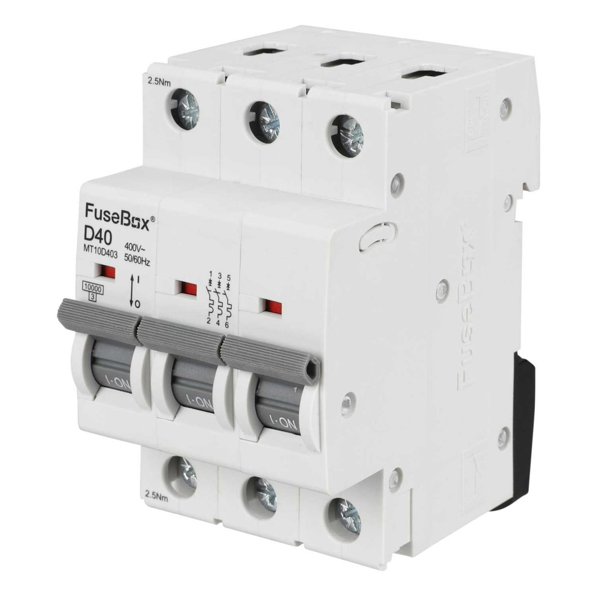 Fusebox 40A Triple Pole 10kA D Curve MCB