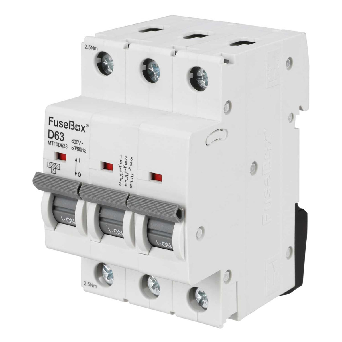 Fusebox 63A Triple Pole 10kA D Curve MCB