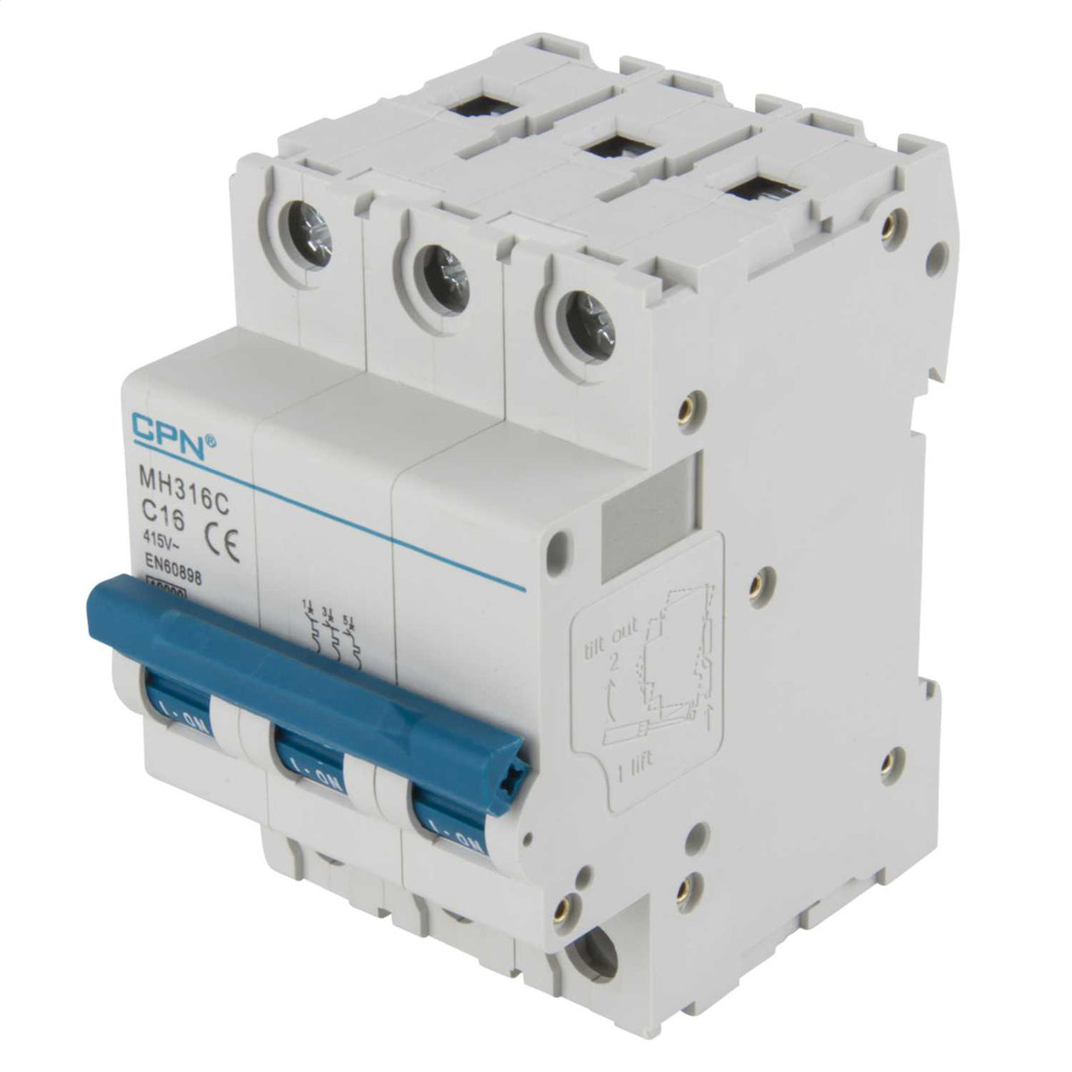 Cudis 16A Triple Pole 10kA C Curve MCB