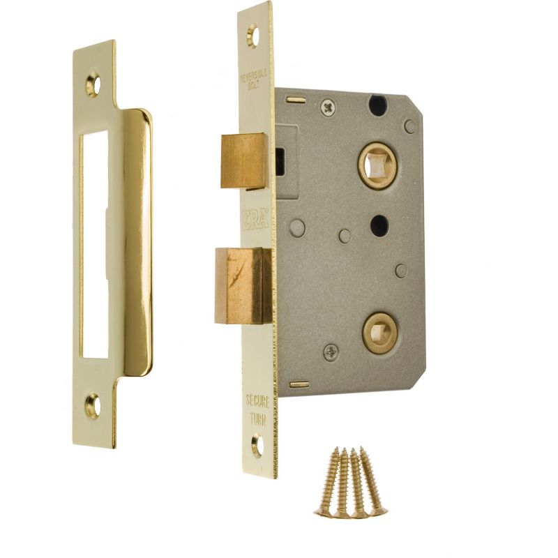 ERA BATHROOM LOCK 75mm BRASS VISI PACK 343-32