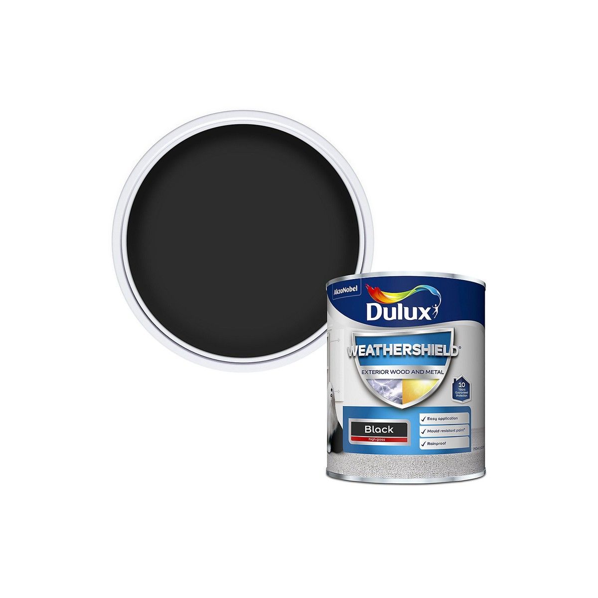 DULUX WEATHERSHIELD EXTERIOR GLOSS COLOURS 750ml BLACK 5090984