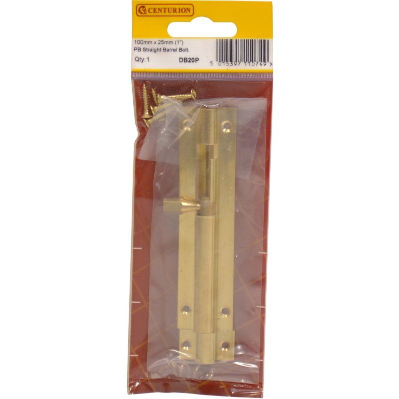 CENTURION DB20P POLISHED BRASSED STRAIGHT BARREL BOLT 100 x 25mm
