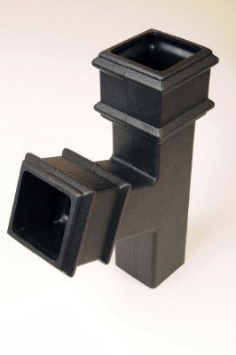BRETT CAST IRON STYLE SQUARE DOWNPIPE BRANCH 112.5deg x 65mm BLACK BR518CI