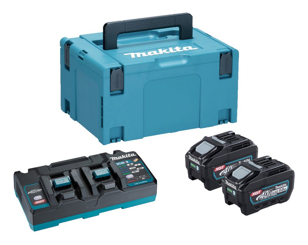 MAKITA 191U20-2 40V MAX XGT POWER SOURCE KIT 2 X 5.0ah LI-ION BATTERIES SUPPLIED IN MAKPAC CARRY CASE