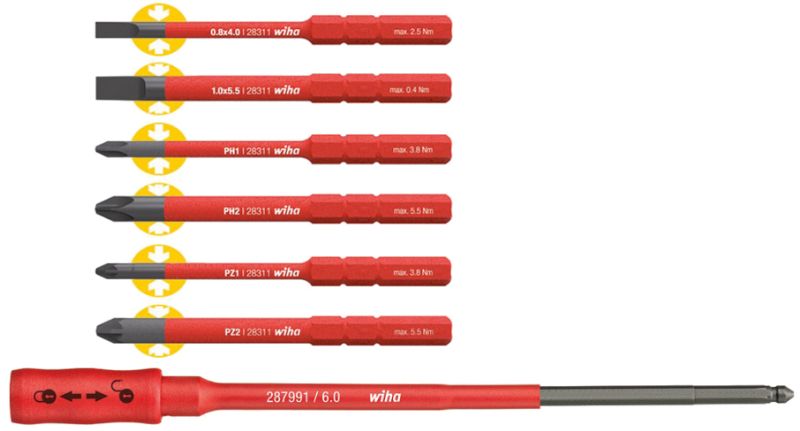 WIHA WHA-36079 2879-B7 SLIMBIT ELECTRIC BIT SET WITH BIT HOLDER SET