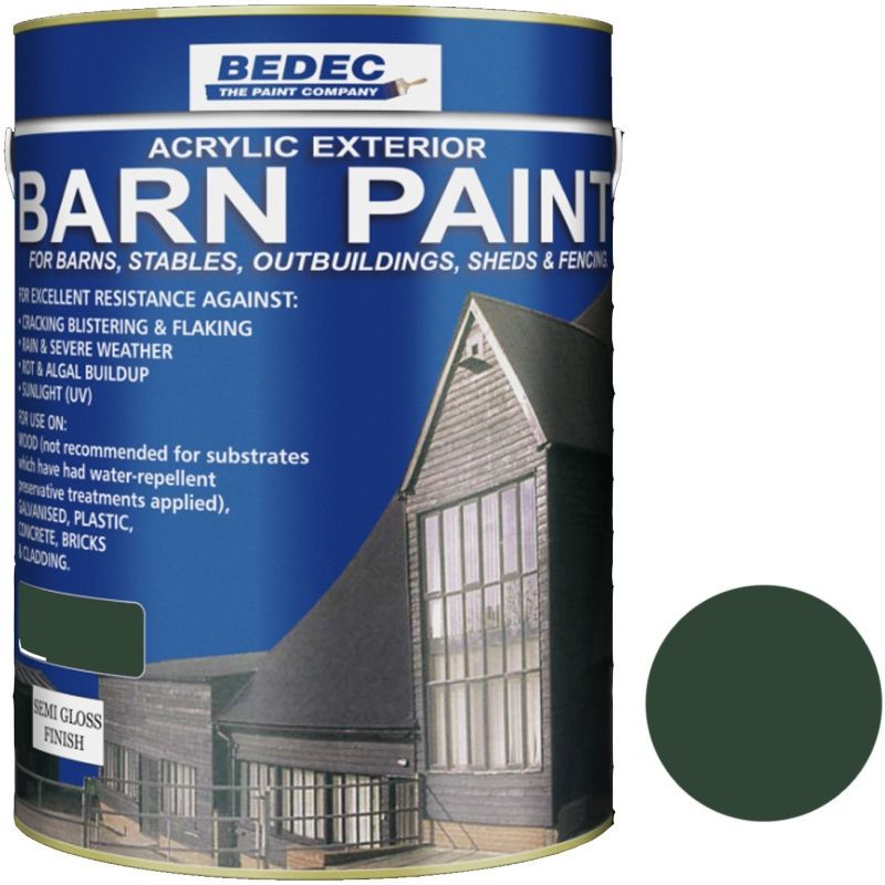 BEDEC SEMI GLOSS BARN PAINT 5l DARK GREEN BEDE2AK0095/46