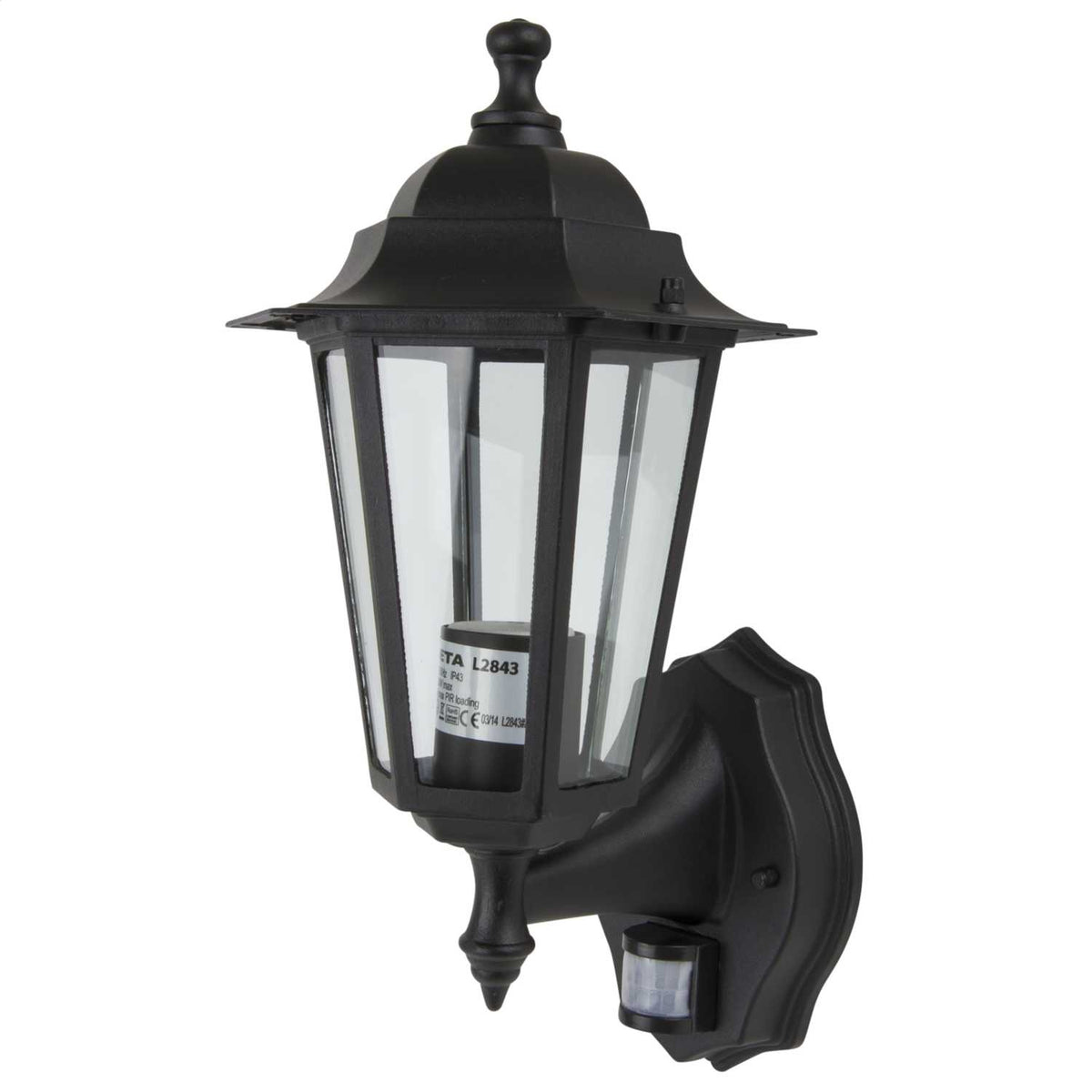 Deta 6 Panel Lantern with PIR Black