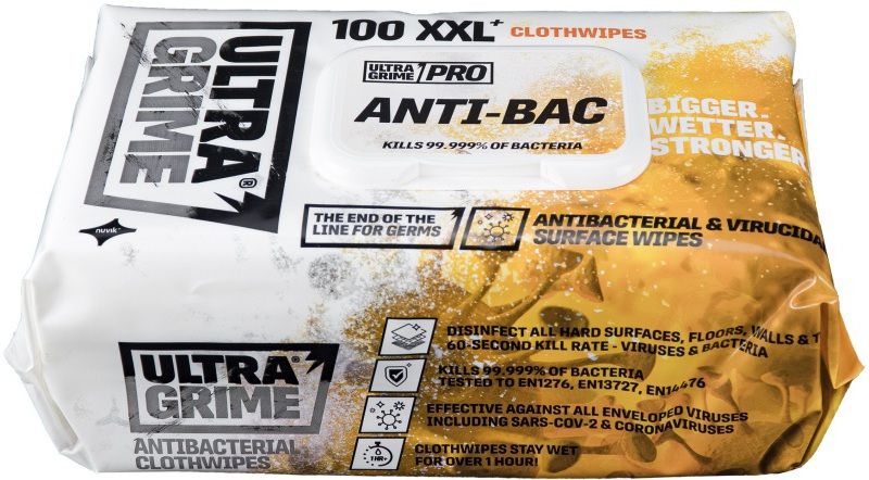 UNIWIPE ULTRAGRIME ANTI-BACTERIAL XXL+ WIPES (PACK 100) 5930