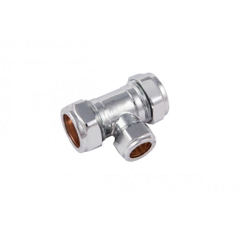 FLOWFLEX CHROME COMPRESSION REDUCING TEE 22 x 22 x 15mm P702CP.16