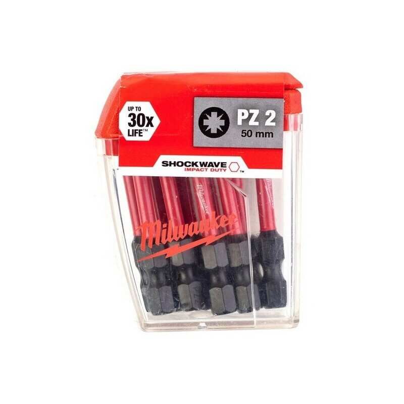 MILWAUKEE 4932472050 SHOCKWAVE POZI SCREWDRIVER BITS PZ2X50MM (PACK OF 10)