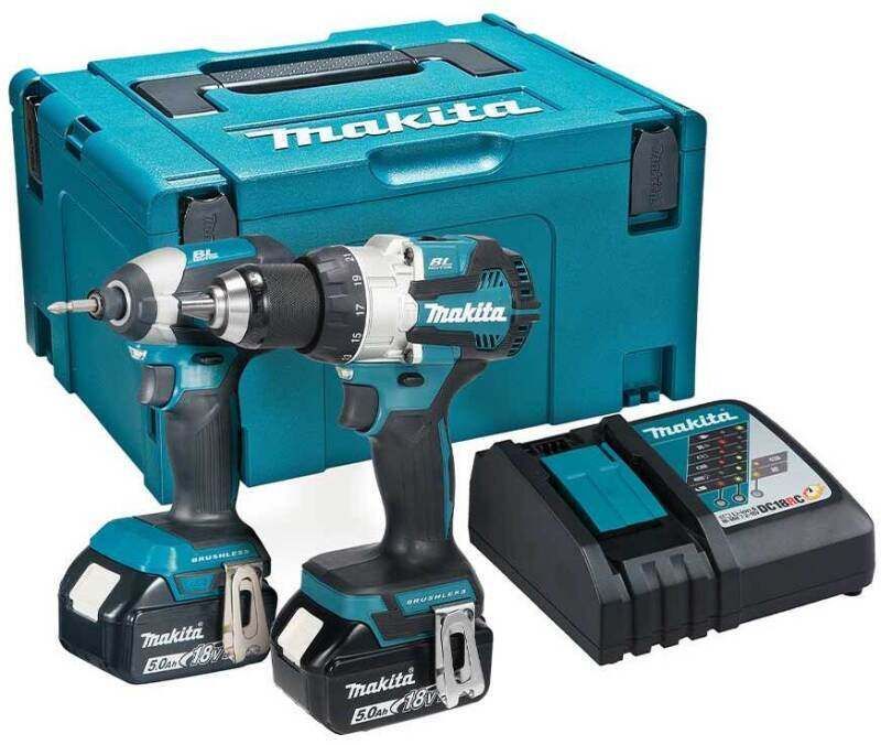 Makita 18V Combi And Impact Drive Twin Pack With 2 x 5.0ah Li-Ion Batteries | DLX2507TJ