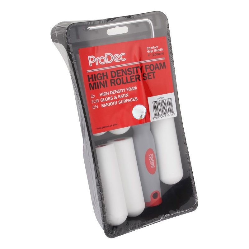 RODO PRRT016 7 PIECE PRODEC HEAVY DUTY MINI FOAM GLOSS ROLLER KIT 4"