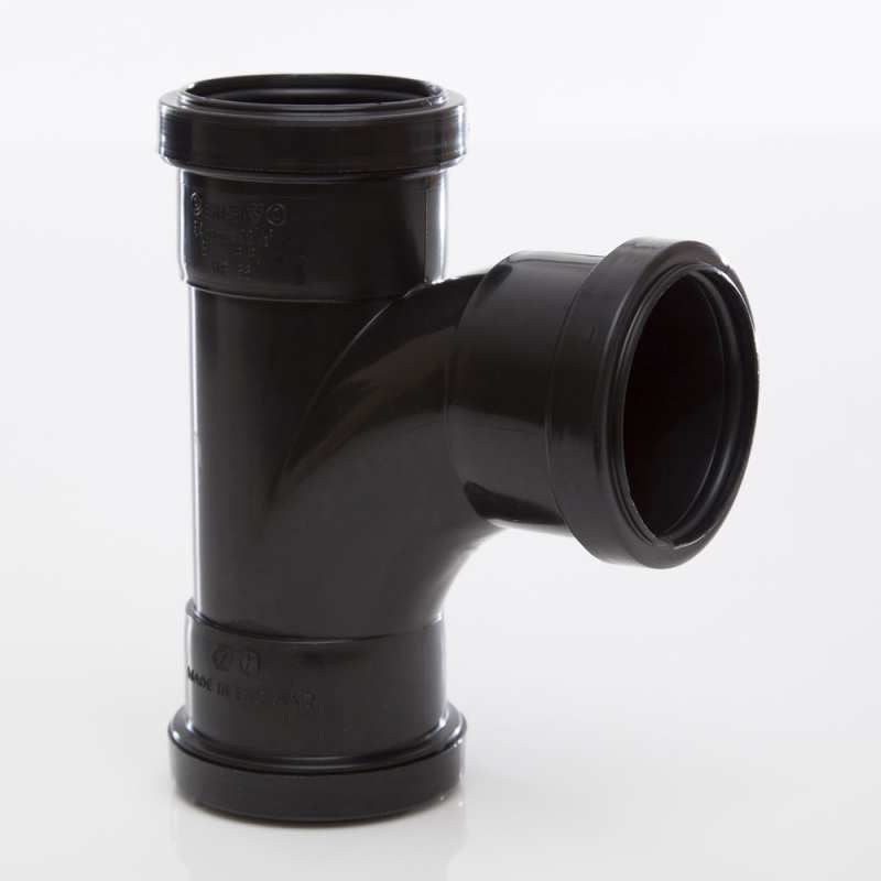 POLYPIPE PUSHFIT SWEPT TEE 50mm x 91.25deg WP56 WP56B BLACK