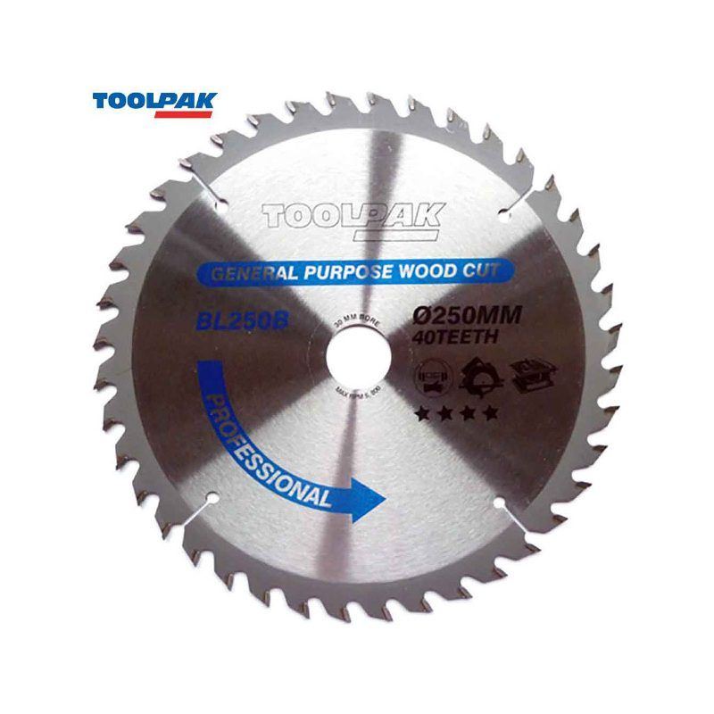TOOLPAK BL250B 250MM X 30MM X 40T TABLE/MITRE SAW BLADE