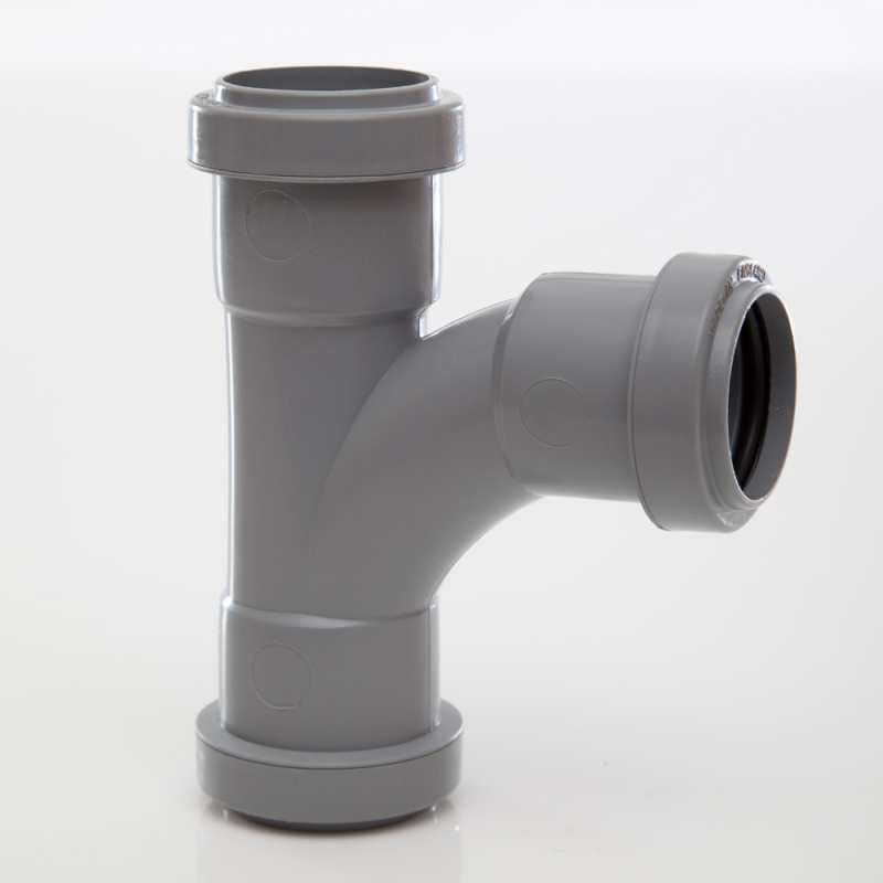 POLYPIPE PUSHFIT SWEPT TEE 32mm x 91.25deg WP21 WP21G GREY
