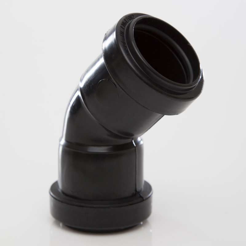 POLYPIPE PUSHFIT WASTE OBTUSE BEND 32mm x 45deg WP17B BLACK