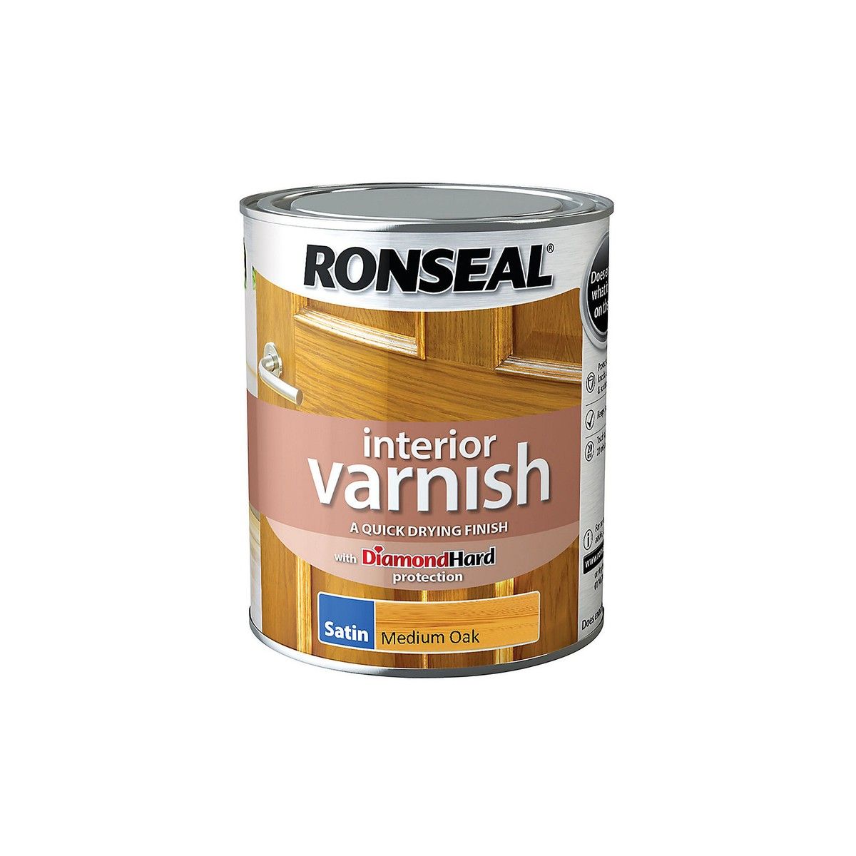 RONSEAL INTERIOR COLOURED VARNISH 750ml SATIN MEDIUM OAK 36836