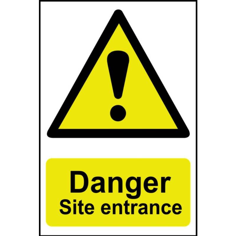 PVC SELF ADH SIGN 400mm WIDE x 600mm DANGER SITE ENTRANCE 4102