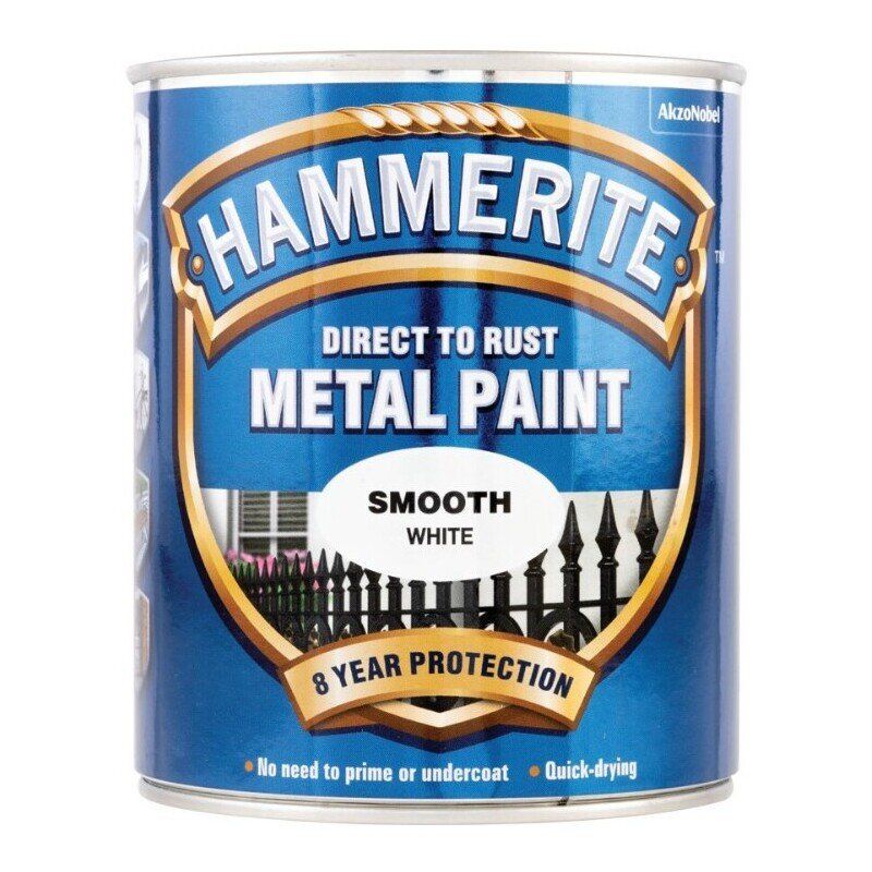 HAMMERITE 750ml SMOOTH FINISH DIRECT TO RUST METAL PAINT WHITE 5092956