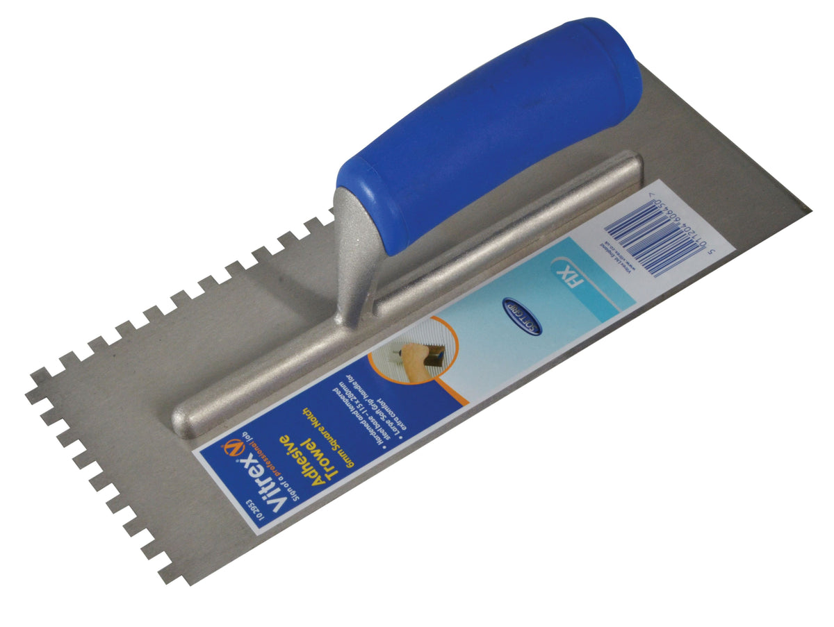 VITREX VIT102953T SQUARE NOTCH ADHESIVE TROWEL 6 x 115 x 280mm