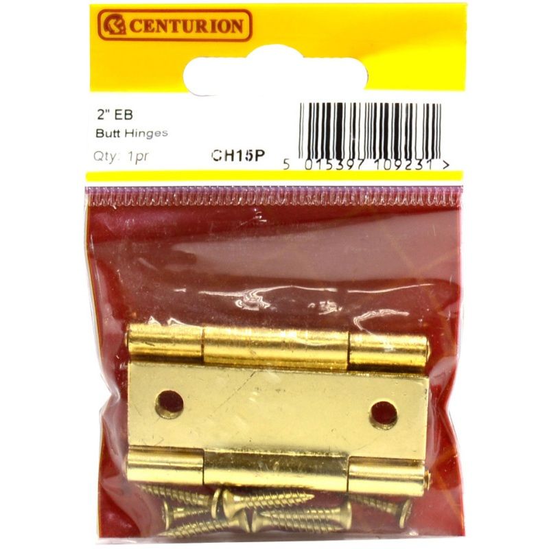 CENTURION CH15P ELECTRO BRASSED 1838 PATTERN STEEL BUTT HINGE 50mm