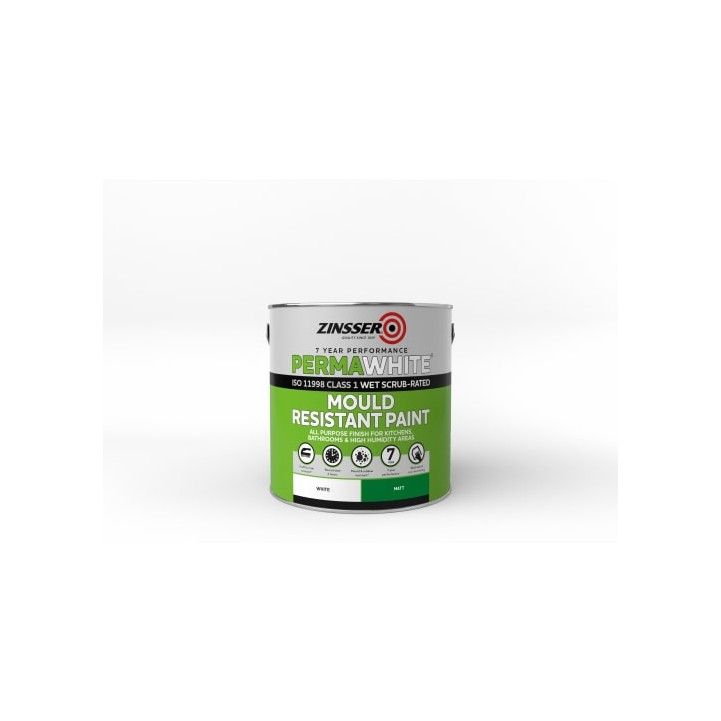 ZINSSER ZN7070001C1 PERMAWHITE MOULD RESISTANT PAINT MATT 2.5l WHITE
